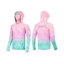 Load image into Gallery viewer, aimrite spearfishing dive shirt, pink/aqua front and back view