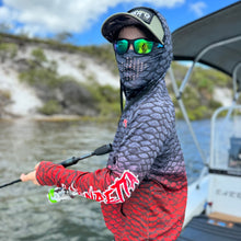 Load image into Gallery viewer, aimrite kids spearfishing dive shirt, red/grey