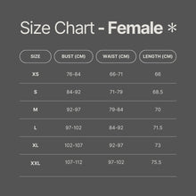 Load image into Gallery viewer, size chart for sun shirt (womens)