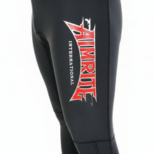 Load image into Gallery viewer, Aimrite black stinger suit close up side view of aimrite red logo
