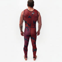 Load image into Gallery viewer, Aimrite red/purple stinger suit full back view without wearing stinger suit top