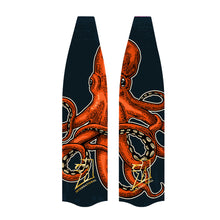 Load image into Gallery viewer, Freediving and spearfishing fins, (orange octopus) front angle