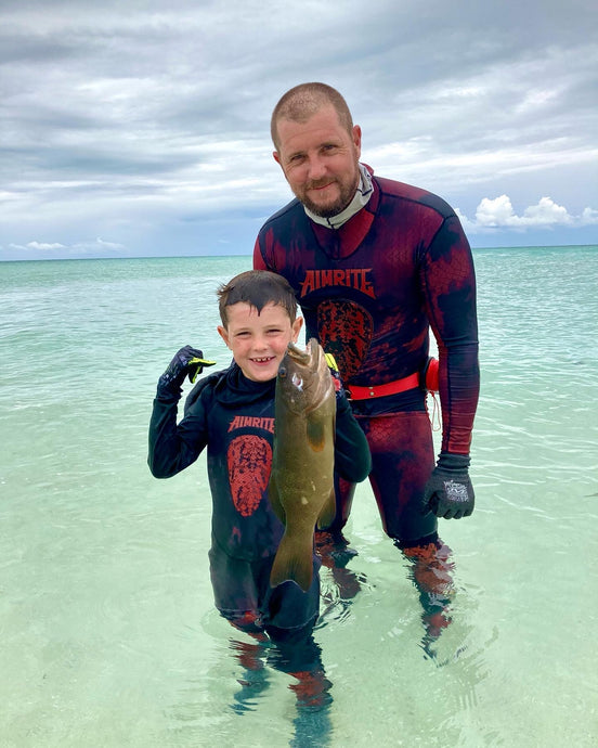 Hunter Hogan shoots his first Coral Trout