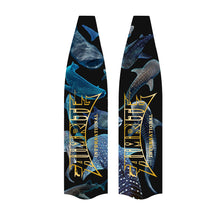 Load image into Gallery viewer, Freediving and spearfishing fins, (whale sharks) back angle

