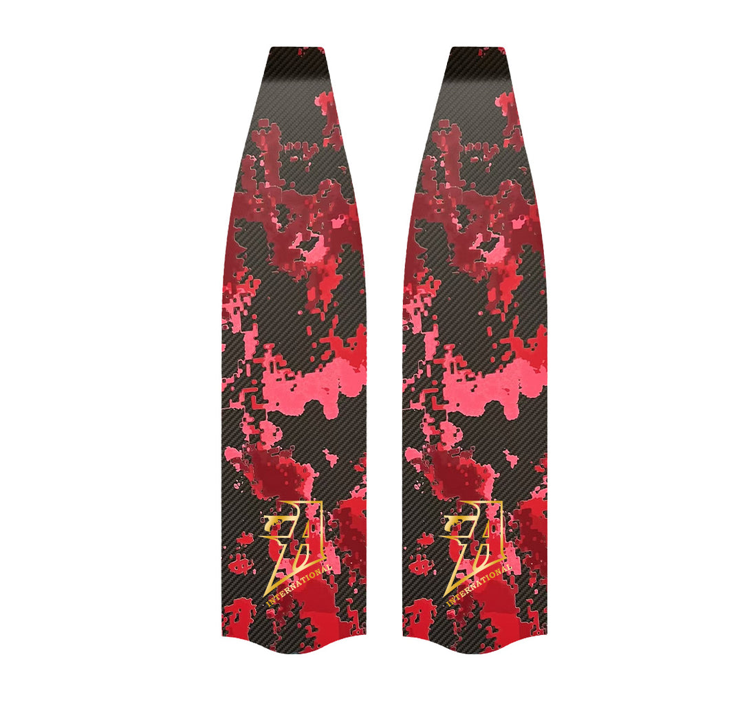 Premium Carbon Fiber Fin Blades - Red Camo