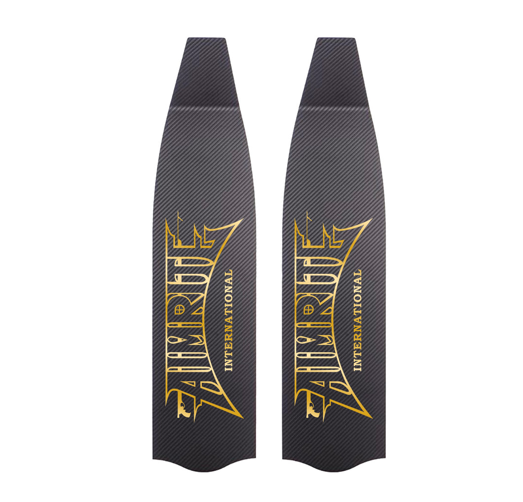 Premium Carbon Fiber Fin Blades - Gold Logo