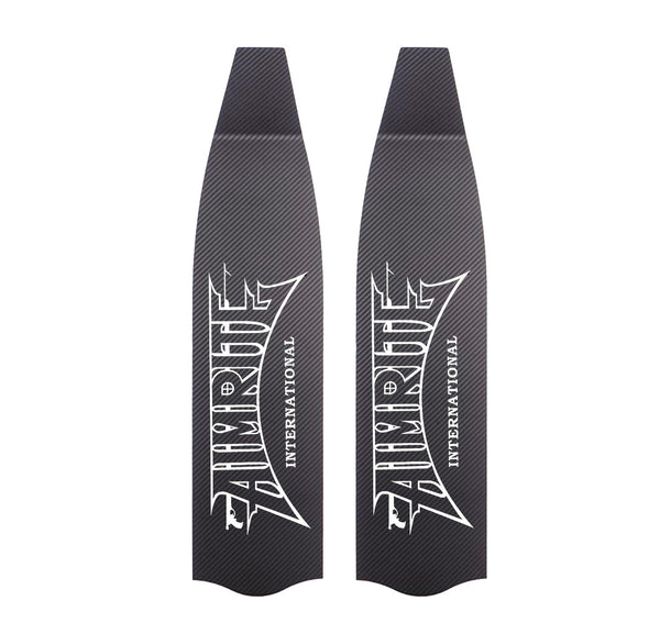 Freediving and spearfishing fins, (silver and black) back angle