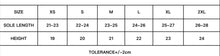 Load image into Gallery viewer, Size chart for 3.0mm socks
