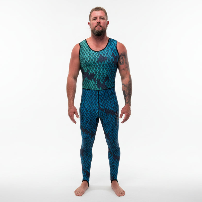 Aim Suits Aimrite Stinger Suit for Spearfishing - Blue/Green Dragonscale ...