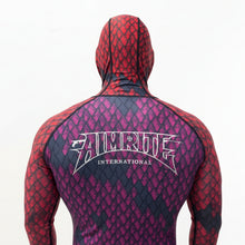 Load image into Gallery viewer, Aimrite red/purple stinger suit close up of back view
