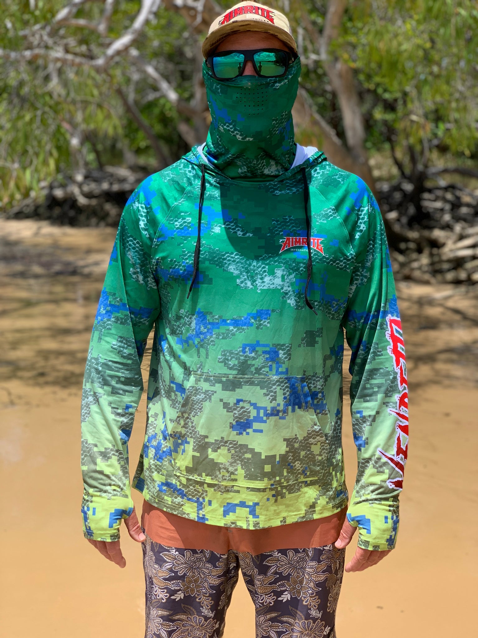 Performance Fishing Hoodie with Face Mask Sunblock Shirt Hooded Long Sleeve  with Drawstrings Pocket,Grey, Large price in Saudi Arabia,  Saudi  Arabia