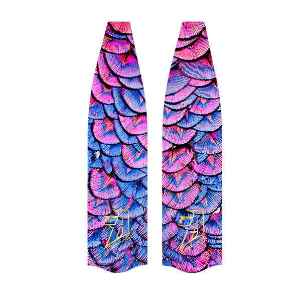 Freediving and spearfishing fins, (mermaid scale) front angle