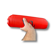 Load image into Gallery viewer, aimrite bluewater float red, cluse up of rolled up float
